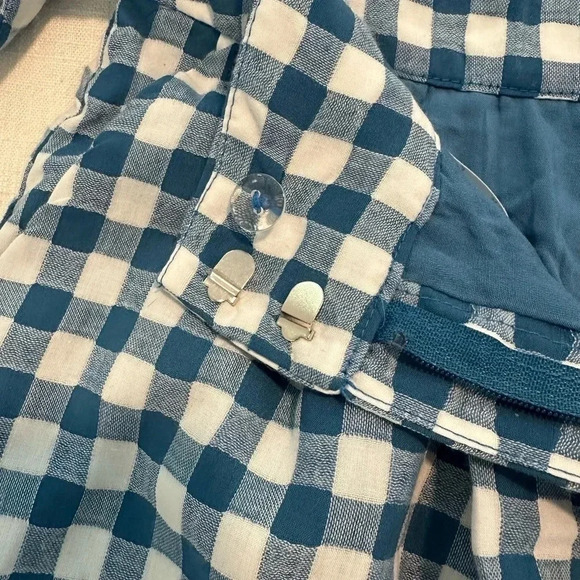 FRNCH Paris Women's Tie Waist Plaid Blue Gingham Shorts Size Small Pockets - Picture 4 of 5